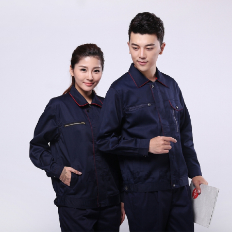 藏青拼大紅機(jī)械耐磨工作服AC099-JX